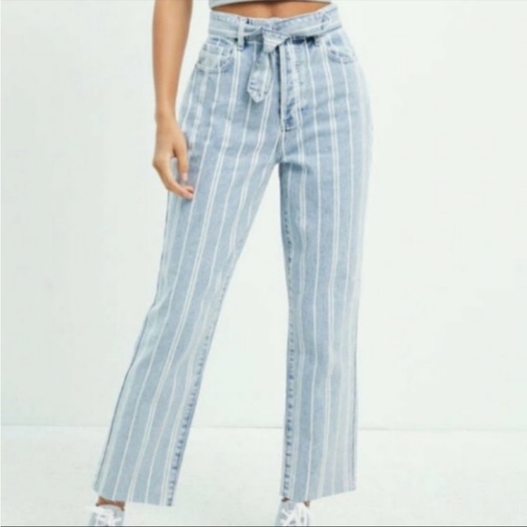 PacSun blue and white pinstripe high rise straight jeans - Picture 12 of 12